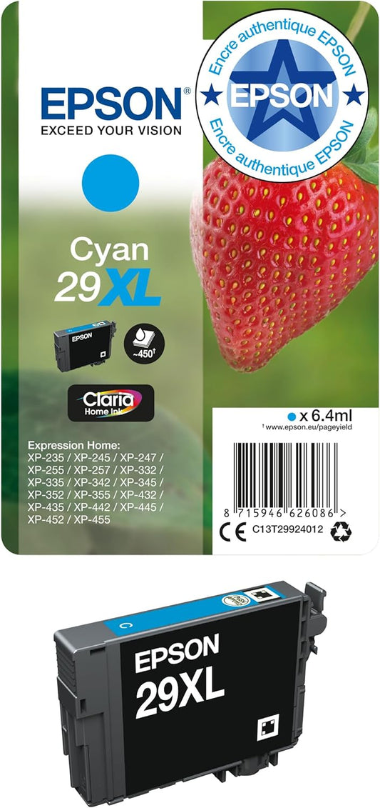 Epson 29XL cartouche d'encre cyan authentique haute capacité C13T29924012 (TVA incluse)