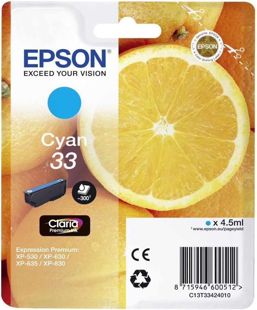 Epson 33 cartouche d'encre cyan authentique C13T33424012 (TVA incluse)