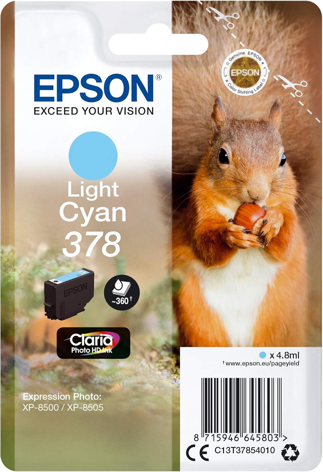 Epson 378 cartouche d'encre cyan clair authentique C13T37854010 (TVA incluse)
