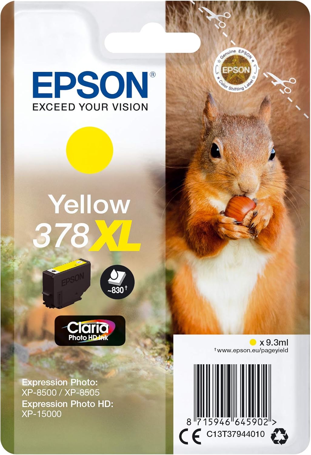 Epson 378XL jaune cartouche d'encre authentique (TVA incluse)