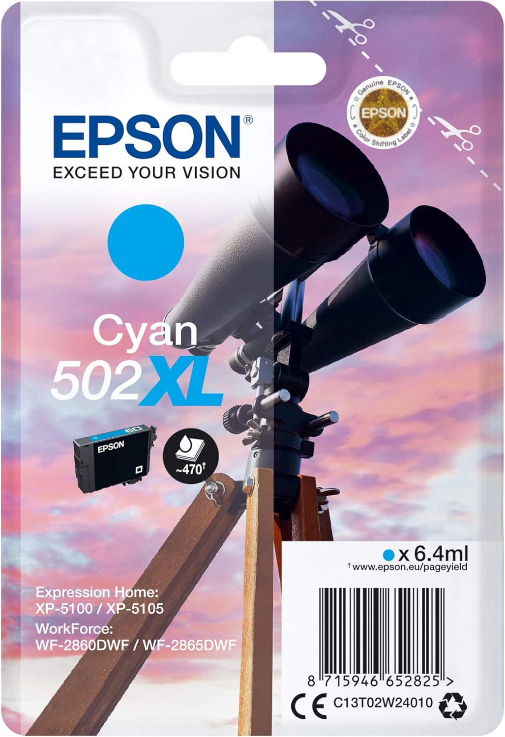 Epson 502XL cartouche d'encre Cyan authentique (TVA incluse)