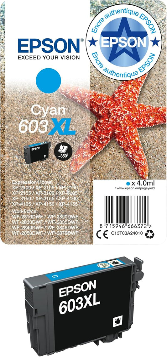 Epson 603XL cartouche d'encre Cyan authentique haute capacité (TVA incluse)