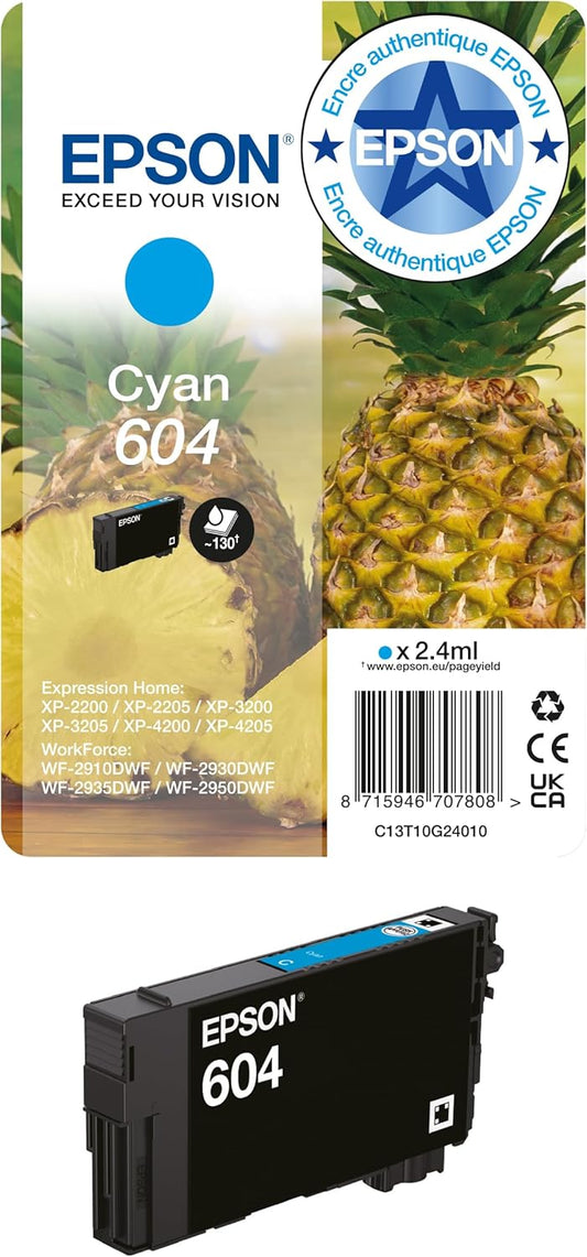 Epson 604 cartouche d'encre Cyan authentique (TVA incluse)