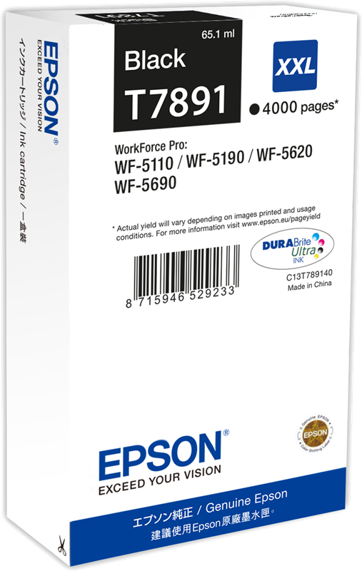 Epson T7891 cartouche d'encre Noire authentique haute capacité C13T789140 (TVA incluse)