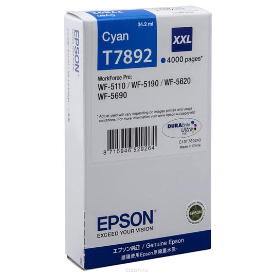 Epson T7892 cartouche d'encre Cyan authentique haute capacité C13T789240 (TVA incluse)