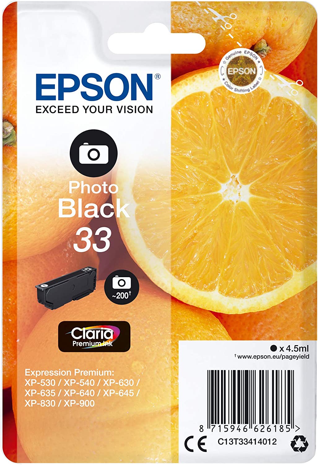 Epson 33 Photo Noir Cartouche d'encre (TVA incluse)