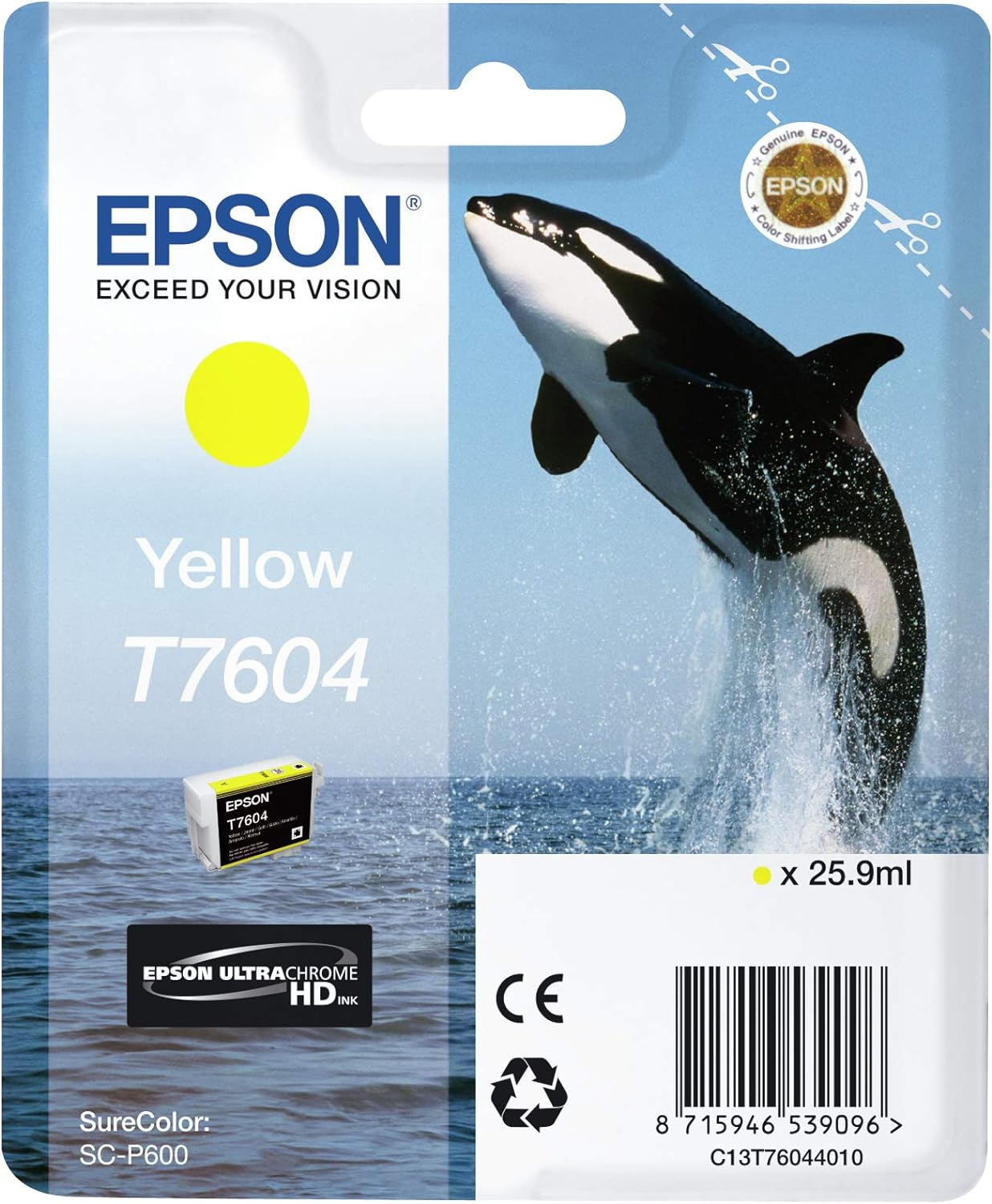 Epson T7604 cartouche d'encre jaune authentique C13T76044010 (TVA incluse)