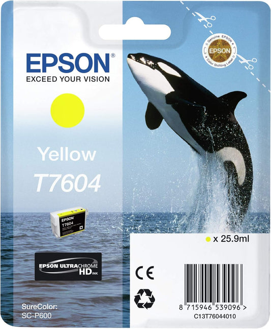 Epson T7604 cartouche d'encre jaune authentique C13T76044010 (TVA incluse)