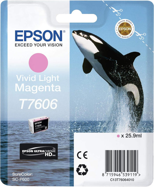 Epson T7606 cartouche d'encre vivid magenta clair authentique C13T76064010 (TVA incluse)