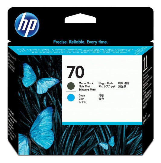 HP 70 Tête d'impression Noir Mat/Cyan authentique C9404A (TVA incluse)