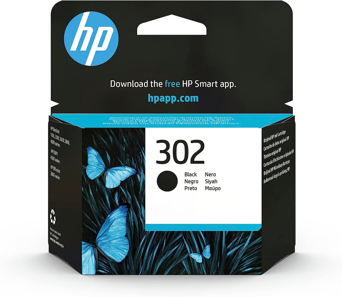 HP 302 cartouche d'encre Noire authentique F6U66A (TVA incluse)