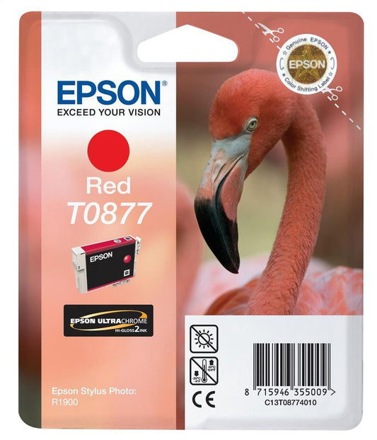 Epson T0877 cartouche d'encre Rouge authentique C13T08774010 (TVA incluse)