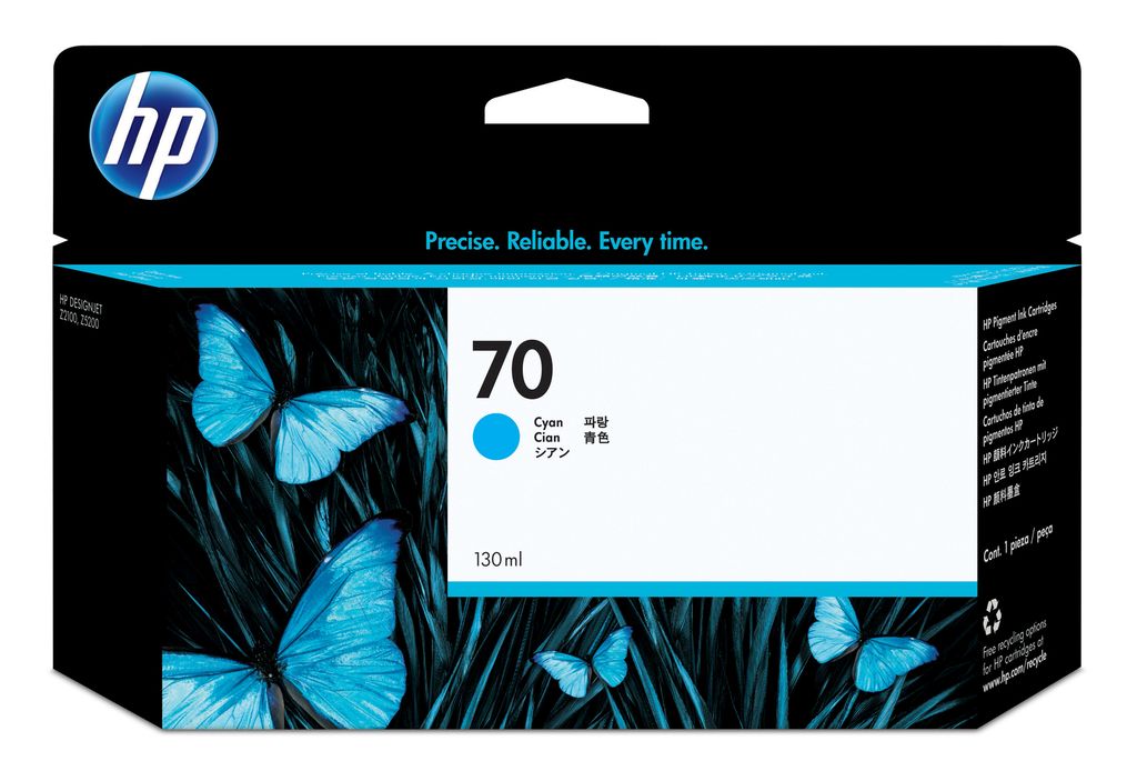 HP 70 cartouche d'encre Cyan authentique C9452A (TVA incluse)