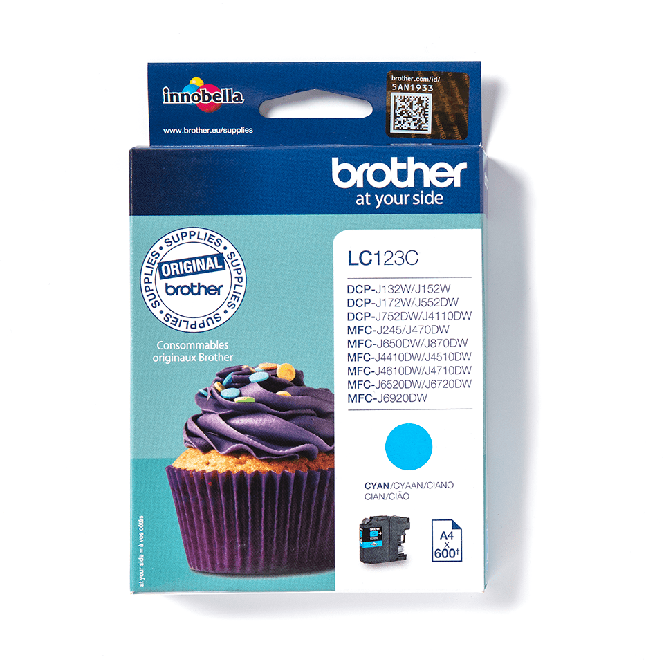 Brother LC123C cartouche d'encre Cyan authentique (TVA incluse)