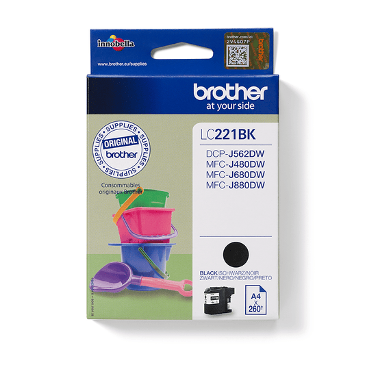 Brother LC221BK cartouche d'encre Noire authentique (TVA incluse)