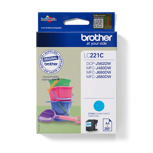 Brother LC221C cartouche d'encre Cyan authentique (TVA incluse)