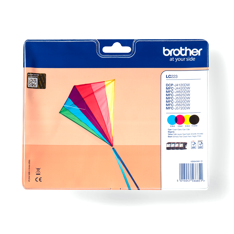 Brother LC223 Multipack cartouche d'encre C/M/Y/K authentique (TVA incluse)