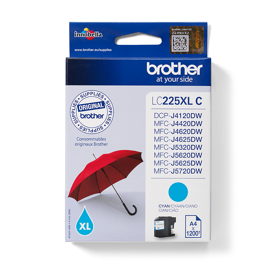 Brother LC225XL cartouche d'encre Cyan authentique (TVA incluse)