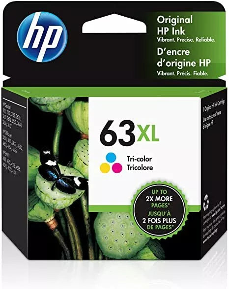 HP 63XL cartouche d'encre Tricolore authentique F6U63A (TVA incluse)