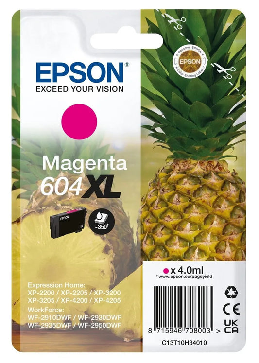 Epson 604XL cartouche d'encre Magenta authentique C13T10H34010 (TVA incluse)