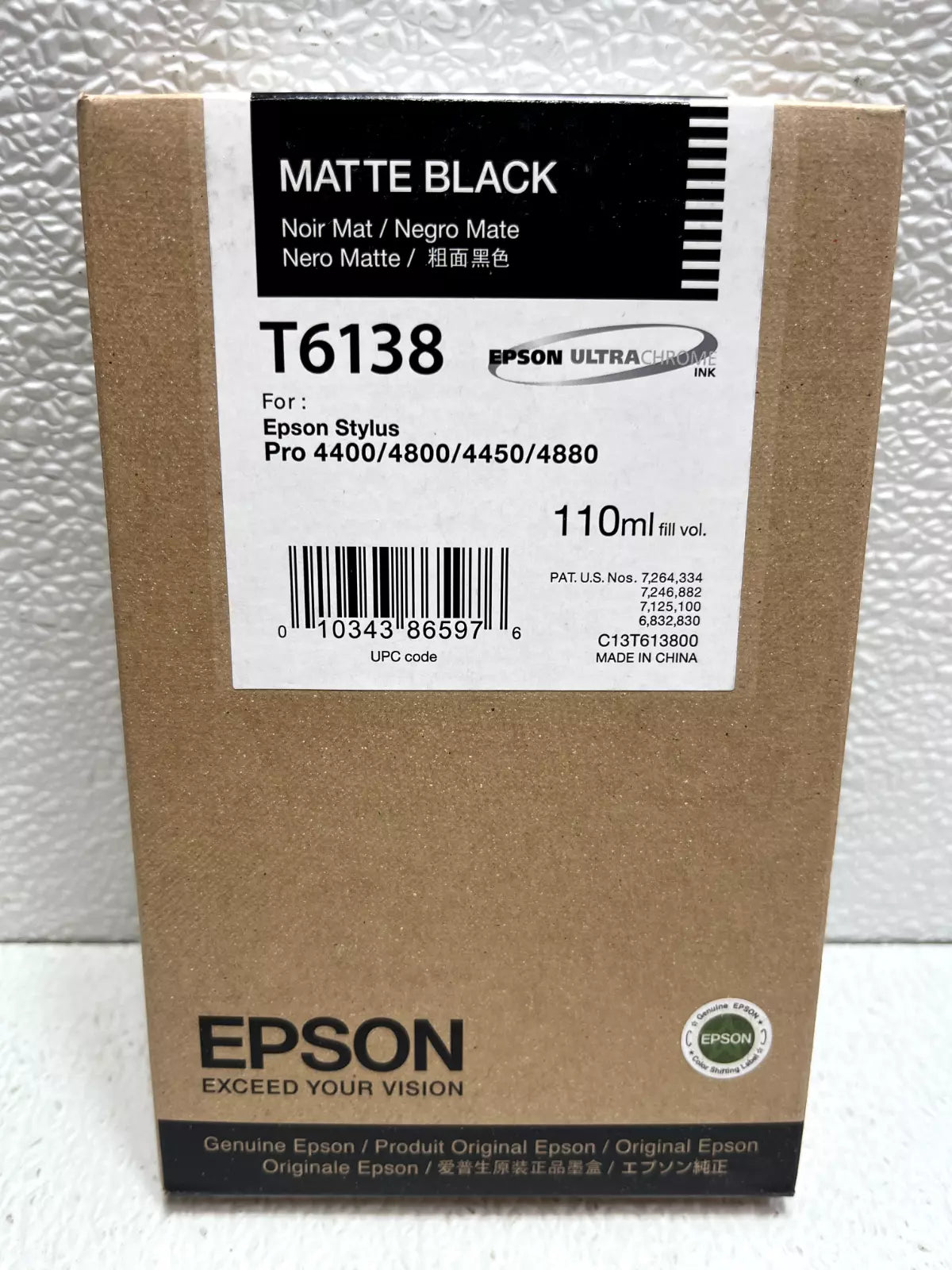 Epson T6138 cartouche d'encre Noir Mat authentique C13T613800 (TVA incluse)