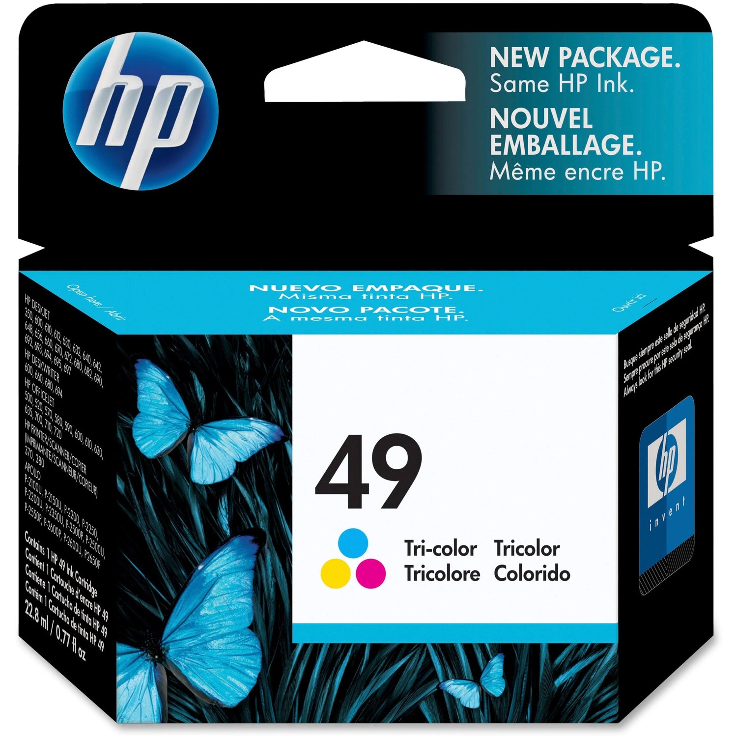 Cartouche D'encre Couleur HP 49 Authentique - Tricolore (Cyan, Magenta, Jaune) - Neuf Scellé