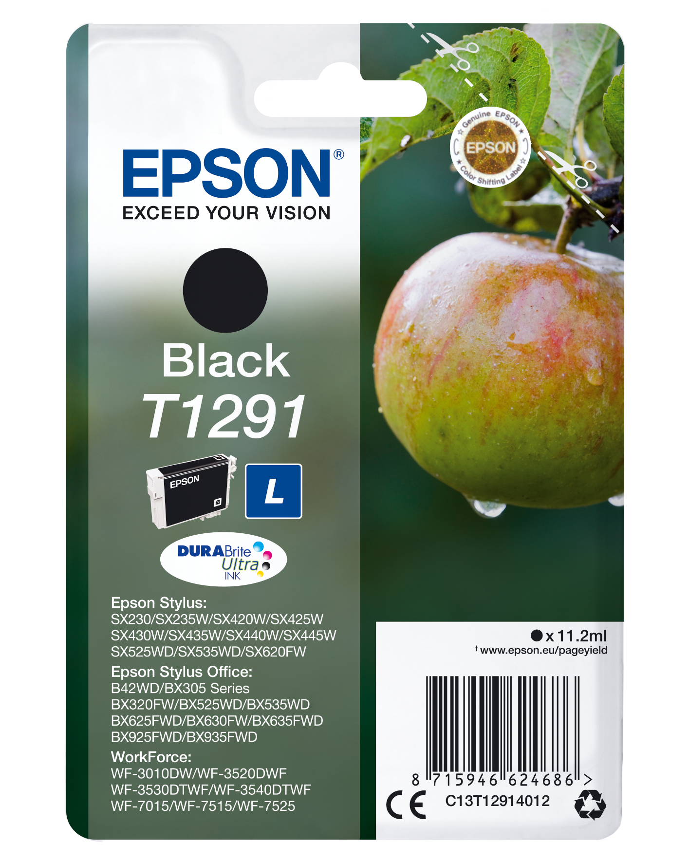 Epson T1291 cartouche d'encre Noir authentique C13T12914012 (TVA incluse)