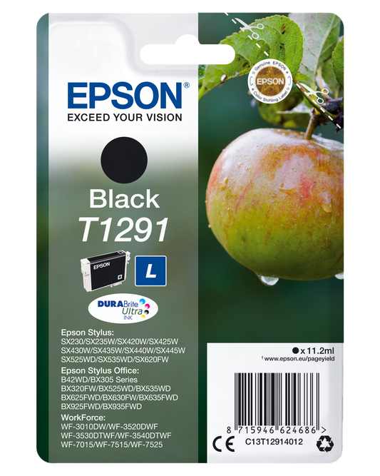 Epson T1291 cartouche d'encre Noir authentique C13T12914012 (TVA incluse)