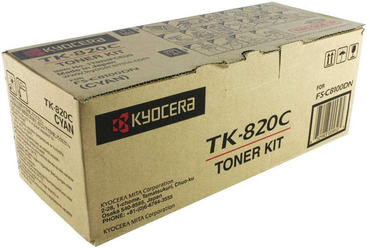 Kyocera tk-820c (1T02HPCEU0) Cartouche de toner Cyan authentique (TVA incluse)