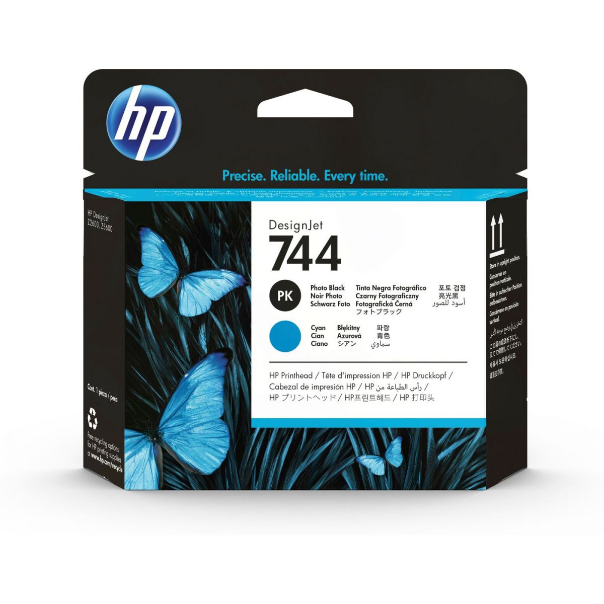 HP 744 Tête d'impression Noir Photo/Cyan authentique F9J86A (TVA incluse)