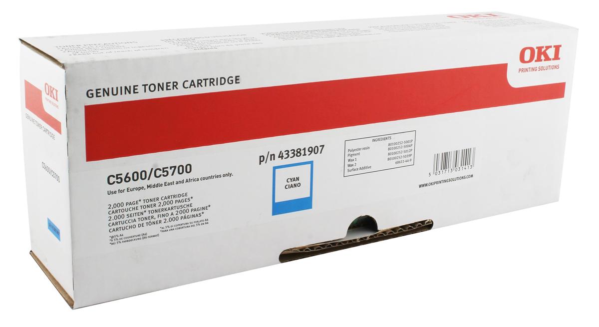 Oki 44315307 Cartouche de toner Cyan authentique (TVA incluse)