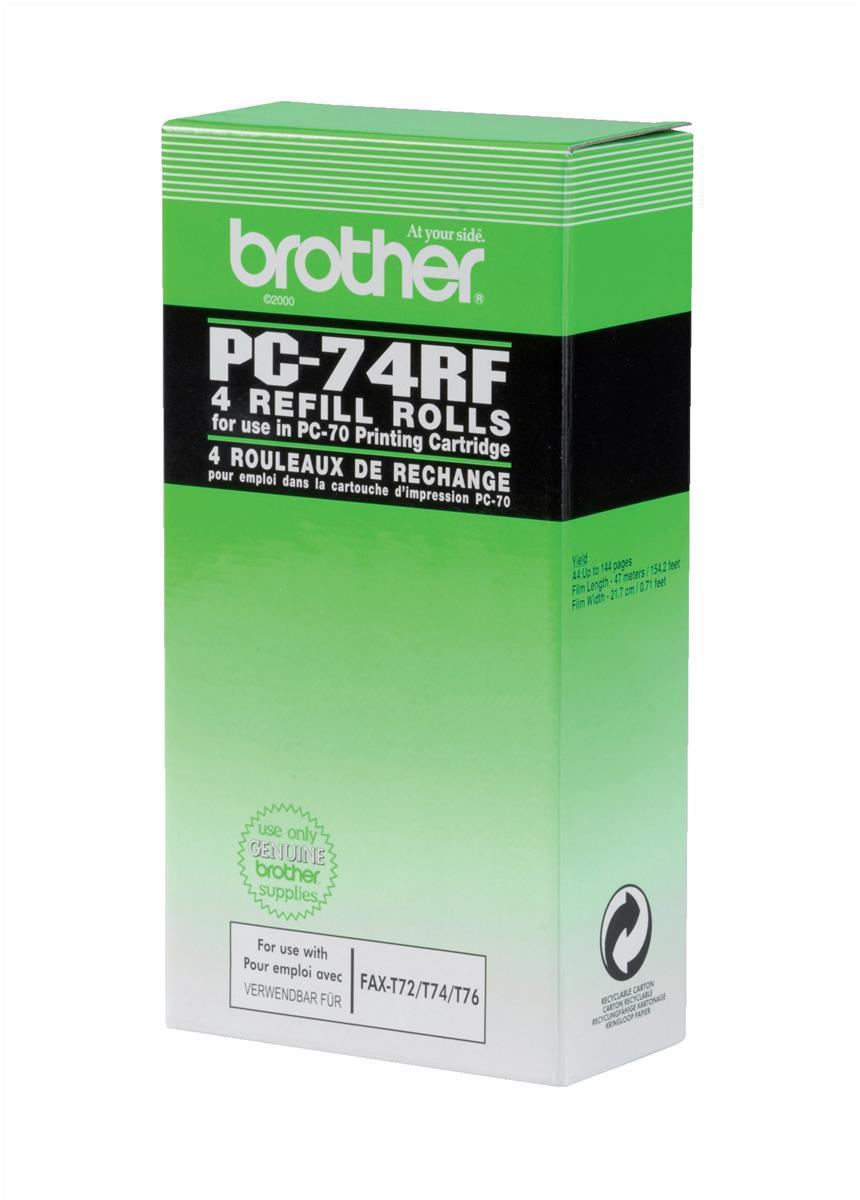 Brother PC74RF (PC-74RF) Cartouche pour fax (cartouche + ruban) Noir authentique (TVA incluse)