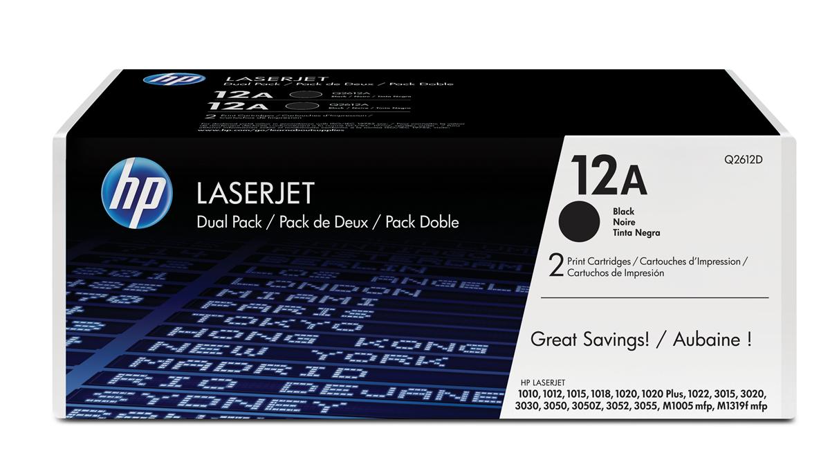 HP Q2612AD (12A) Cartouche de toner Noir authentique (TVA incluse)