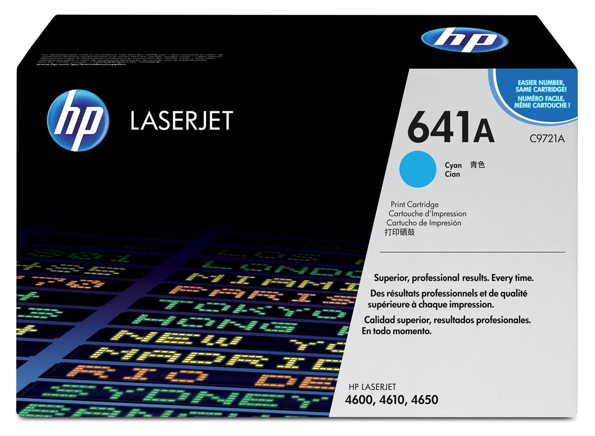 HP C9721A (641A) Cartouche de toner Cyan authentique (TVA incluse)