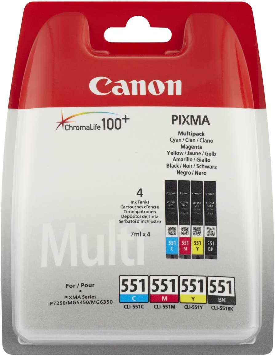 Canon CLI-551XL CMYK rendement élevé, multipack, cartouche d'encre authentique - (TVA incluse)