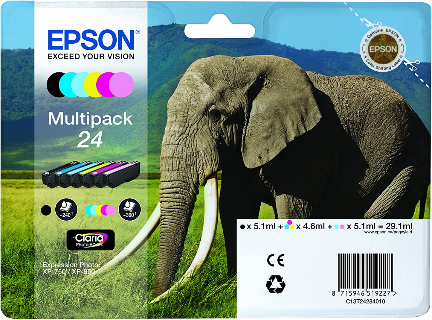 Epson 24 Multipack cartouche d'encre authentique 6 couleurs (TVA incluse)