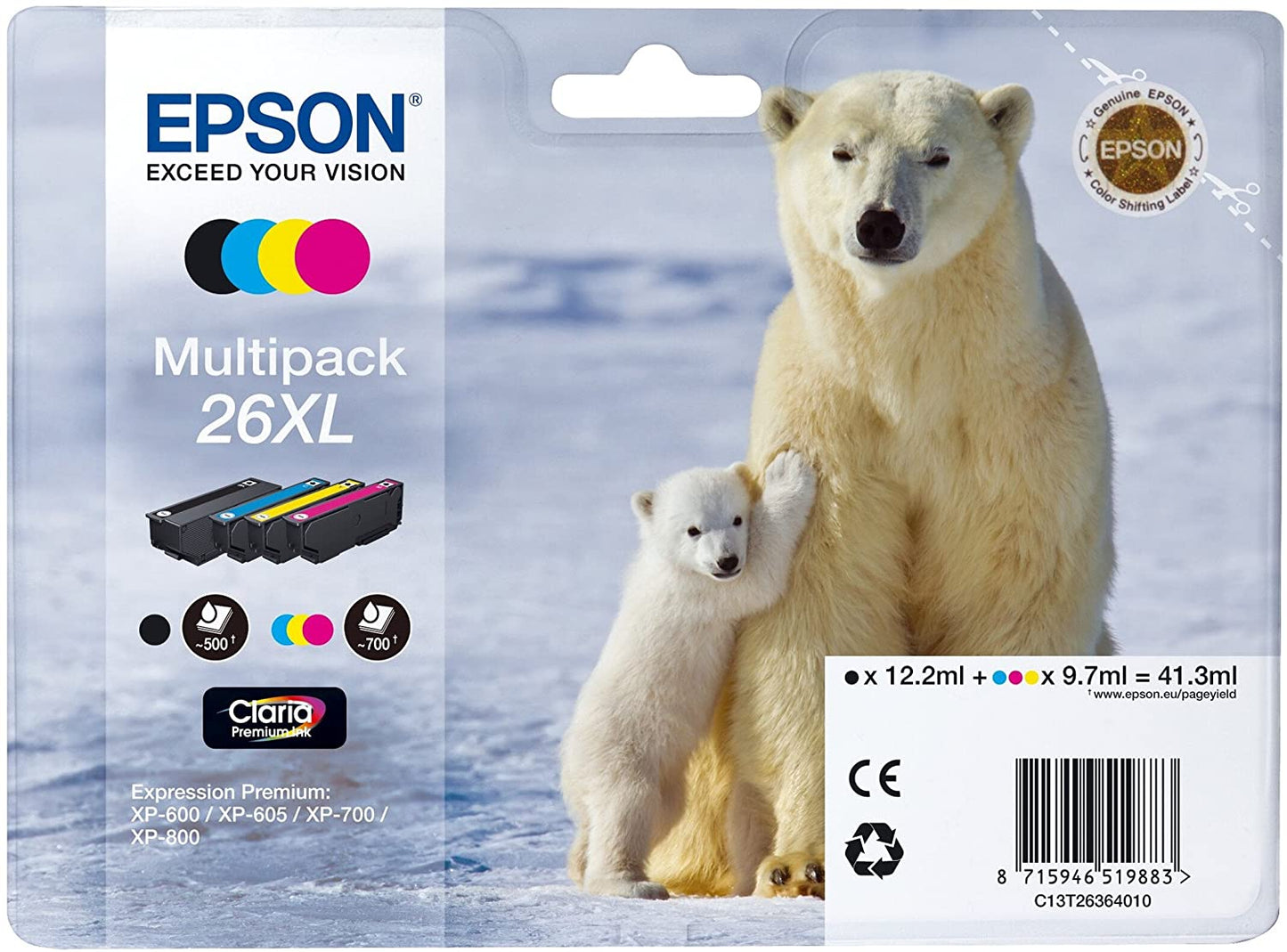 Epson 26XL C13T26364010 Multipack cartouche d'encre authentique CMYK (TVA incluse)