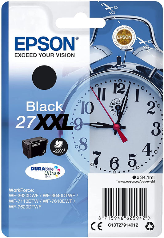 Epson 27XXL Noire cartouche d'encre authentique (TVA incluse)