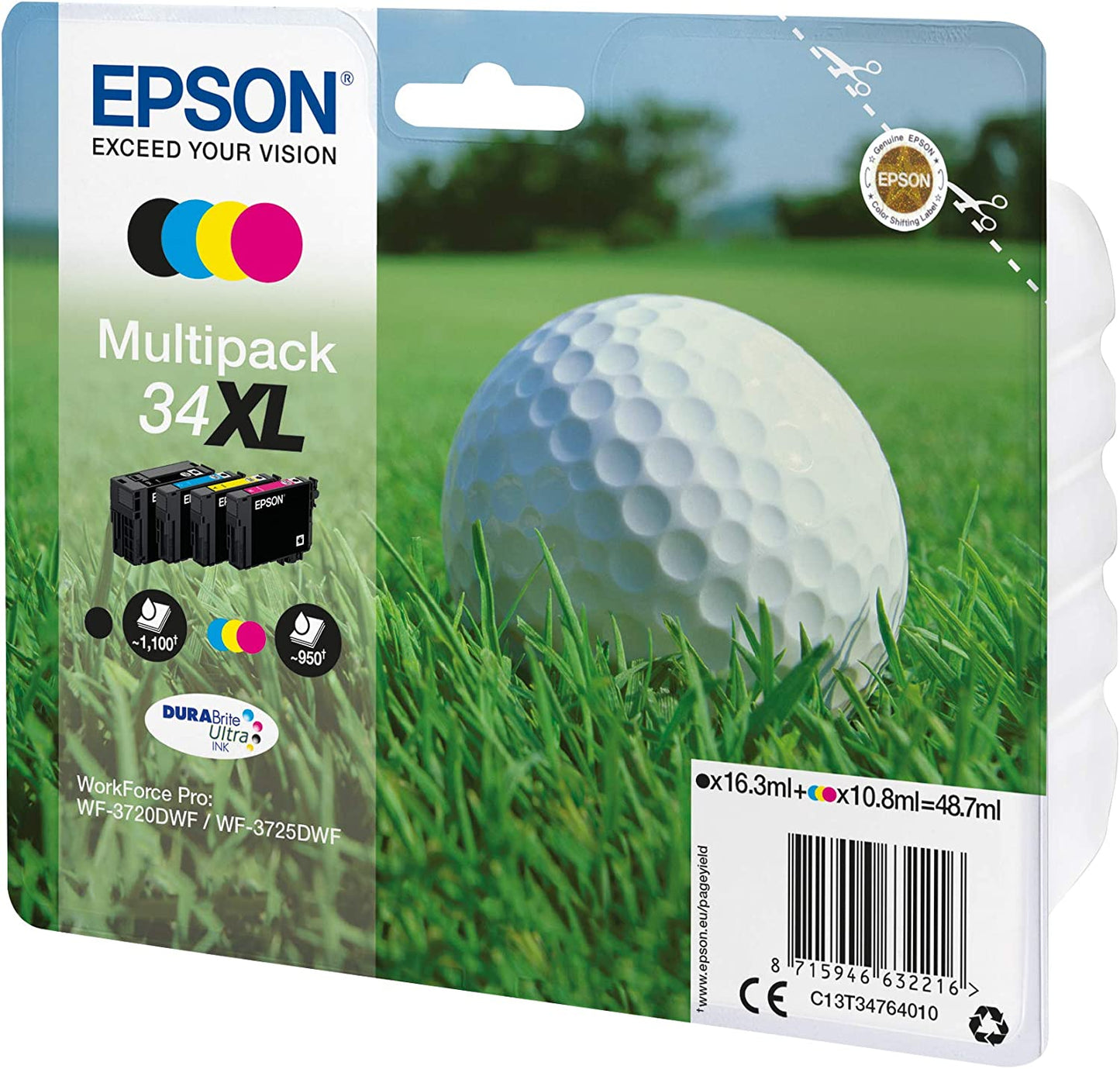 Epson 34XL Multipack Noir/Cyan/Magenta/Jaune Cartouche d'encre Golf (TVA incluse)