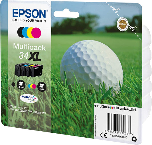 Epson 34XL Multipack Noir/Cyan/Magenta/Jaune Cartouche d'encre Golf (TVA incluse)