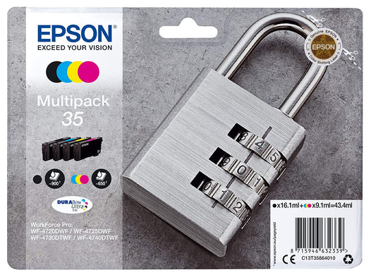 Epson 35 Multipack Noir/Cyan/Magenta/Jaune Cartouche d'encre Padlock (TVA incluse)