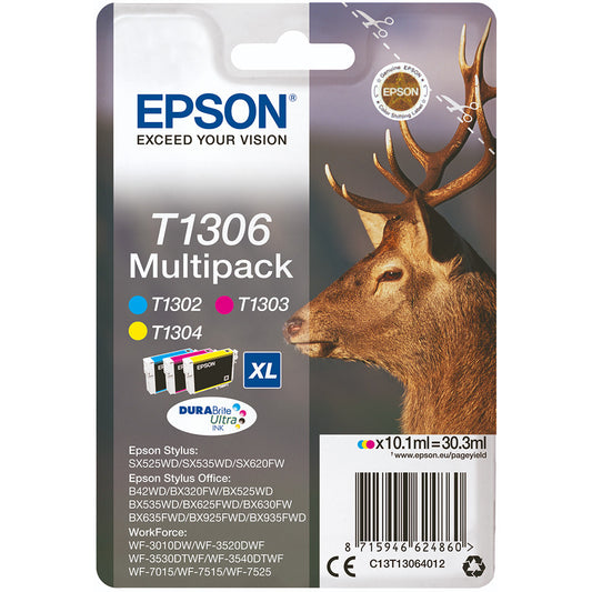 Epson T1306 Multipack cartouche d'encre authentique CMY (TVA incluse)