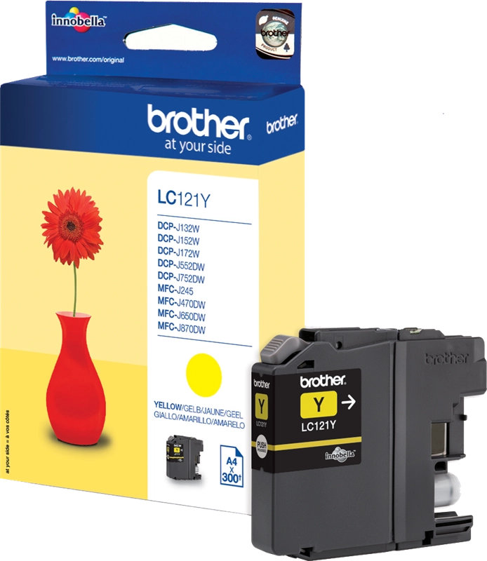 Brother LC121Y encre Jaune, cartouche d'encre authentique - (TVA incluse)