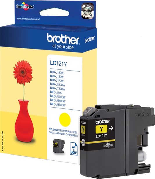 Brother LC121Y encre Jaune, cartouche d'encre authentique - (TVA incluse)