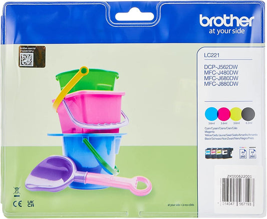 Brother LC221 Value Pack Cartouche d'encre noire/cyan/magenta/jaune LC221VALBP (TVA incluse)