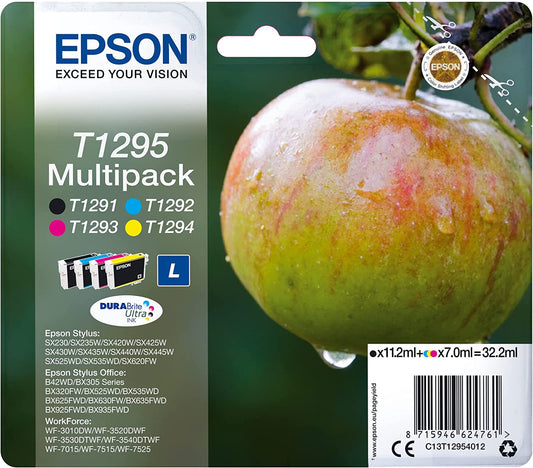 Epson T1295 cartouche d'encre authentiques Apple Multipack (TVA incluse) T1291/T1292/T1293/T1294 Noir/Cyan/Magenta/Jaune